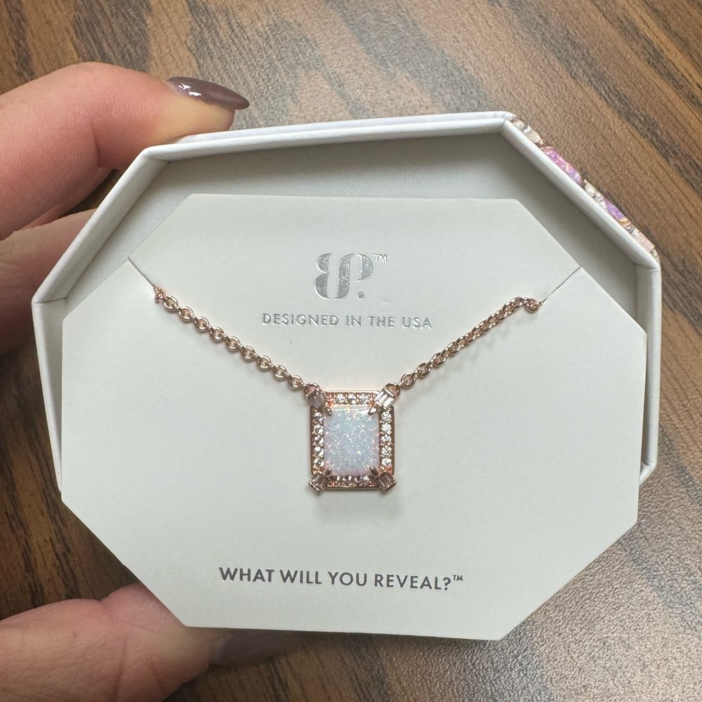 BP Rose Gold Necklace with lab-created opal Pendant